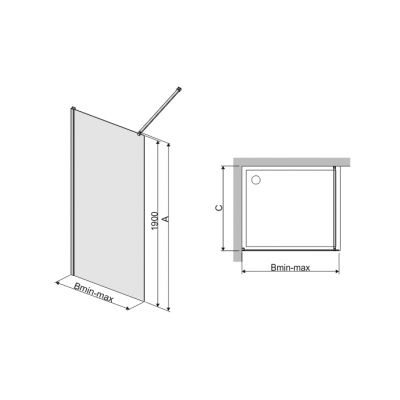 Sanplast TX ścianka walk-in 80 cm parawan P/TX5b-80 srebrny błyszczący/szkło przezroczyste 600-271-2120-38-401