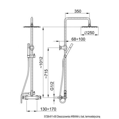 KFA Armatura Ariana zestaw prysznicowy ścienny termostatyczny z deszczownicą chrom 5726-911-00