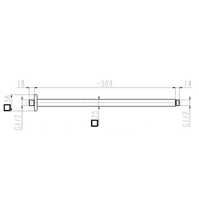 KFA Armatura Hexa Quadro ramię sufitowe 50 cm chrom 835-050-00-BL