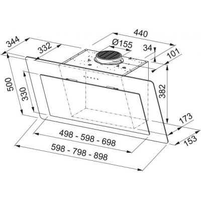 Franke Neo FNO 805 BK okap kuchenny 80 cm przyścienny szkło czarne 330.0591.775