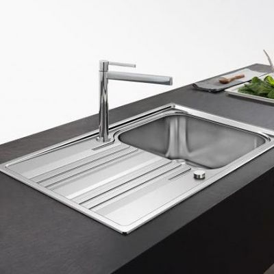 Zestaw Franke Smart  zlewozmywak stalowy 86x50 cm z baterią kuchenną Lina Pull-Out len/onyx (1010368324, 1150626055)