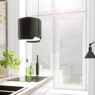 Globalo Design Arenoflow okap kuchenny 39 cm wyspowy czarny