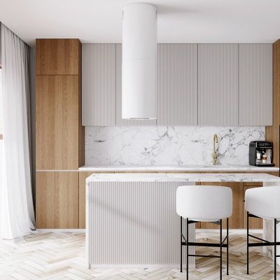 Globalo Design Lobelio okap kuchenny 39 cm wyspowy biały LOBELIO_39_1_WHITE