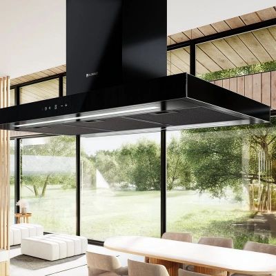 Globalo Design Lonatio Isola 90.3 Black okap kuchenny 90 cm wyspowy czarny LONATIO_ISOLA_90_3_BLACK