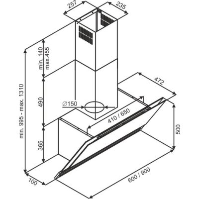 Globalo Design Zenesor okap kuchenny 60 cm ścienny czarny ZENESOR_60_2_BLACK