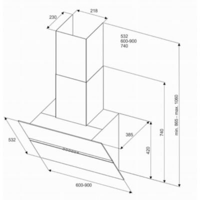 iceBerg Roo okap kuchenny 90 cm ścienny czarny