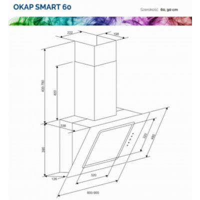 iceBerg Smart okap kuchenny 90 cm ścienny czarny