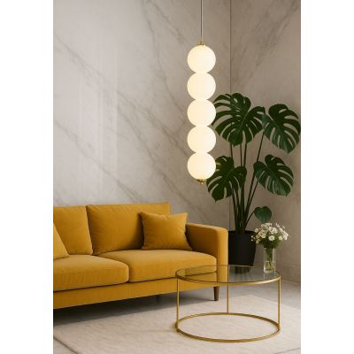 Abigali Pontti5 lampa wisząca 5x15 W złota-mleczna LWKM5