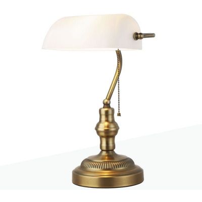 Abruzzo Bankierki lampa biurkowa 1x20 W biała-mosiądz ABR-LB-BANK-B