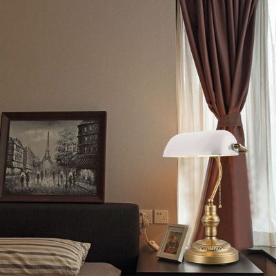 Abruzzo Bankierki lampa biurkowa 1x20 W biała-mosiądz ABR-LB-BANK-B