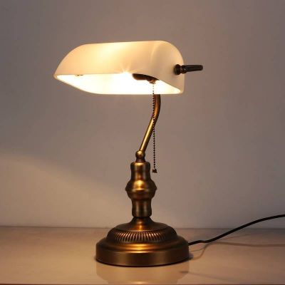 Abruzzo Bankierki lampa biurkowa 1x20 W biała-mosiądz ABR-LB-BANK-B