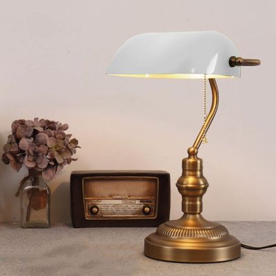 Abruzzo Bankierki lampa biurkowa 1x20 W biała-mosiądz ABR-LB-BANK-B