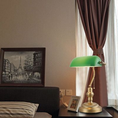 Abruzzo Bankierki lampa biurkowa 1x20 W mosiądz-zielona ABR-LB-BANK-G