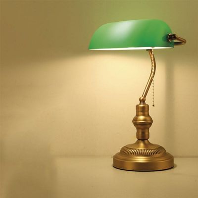 Abruzzo Bankierki lampa biurkowa 1x20 W mosiądz-zielona ABR-LB-BANK-G