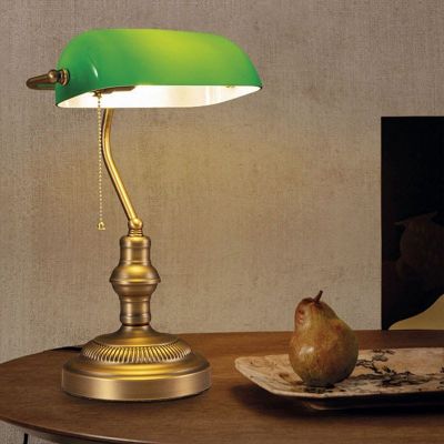 Abruzzo Bankierki lampa biurkowa 1x20 W mosiądz-zielona ABR-LB-BANK-G