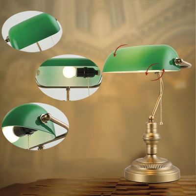 Abruzzo Bankierki lampa biurkowa 1x20 W mosiądz-zielona ABR-LB-BANK-G