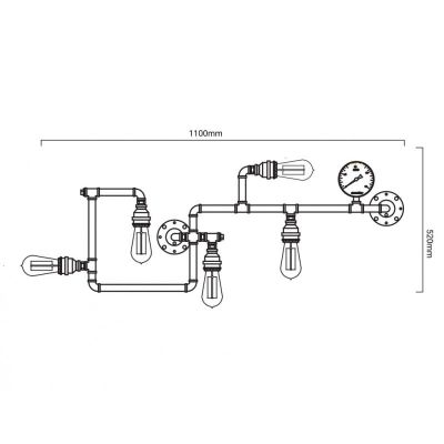 Abruzzo Tubo Retro kinkiet 1x40 W czarny ABR-LLKRR-5XE27