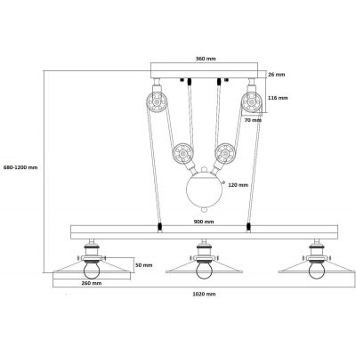 Abruzzo Monte lampa wisząca 3x36W czarny ABR-LWR-3XE27