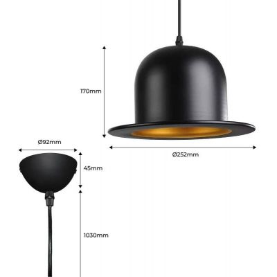 Abruzzo Retro lampa wisząca 1x20 W czarna-złota ABR-LWRH-E27