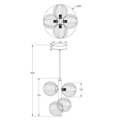 Abruzzo Sogno lampa wisząca 4x40 W bursztynowa ABR-LWS-4XG9