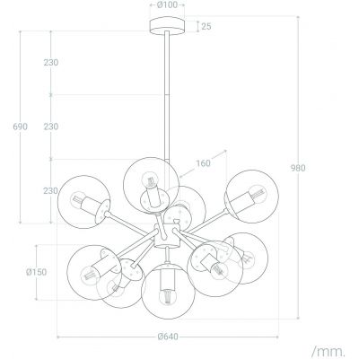 Abruzzo Sierra lampa podsufitowa 9x40W czarny/przezroczysty ABR-LWS8-8XE27