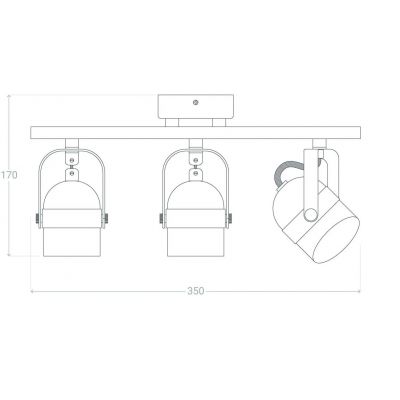 Abruzzo Retro lampa podsufitowa 3x12 W czarna-srebrna ABR-RRH-C-3XGU10