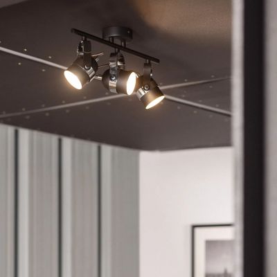 Abruzzo Retro lampa podsufitowa 3x12 W czarna-srebrna ABR-RRH-C-3XGU10