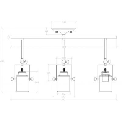 Abruzzo Retro lampa wisząca 3x20 W czarna ABR-RRT-C-3XE27