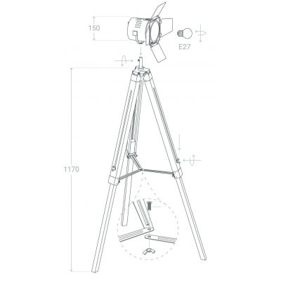 Abruzzo Retro lampa stojąca 1x40 W drewno-srebrna ABR-RRV-S-E27