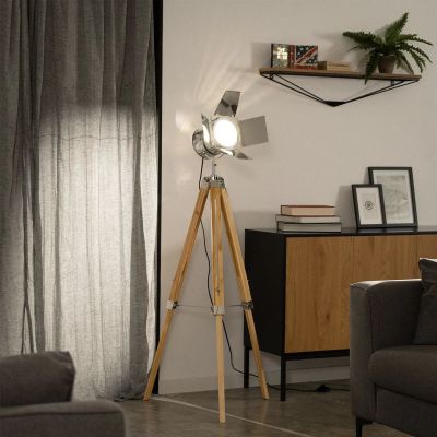 Abruzzo Retro lampa stojąca 1x40 W drewno-srebrna ABR-RRV-S-E27