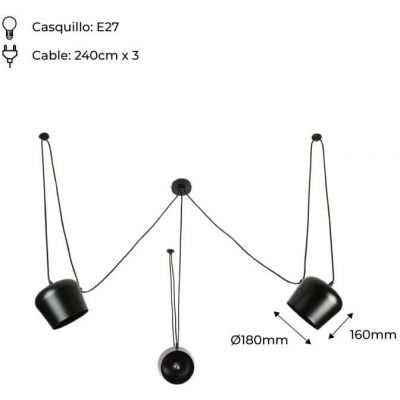 Abruzzo Spider lampa wisząca 3x30 W czarna ABR-SHIL-E27
