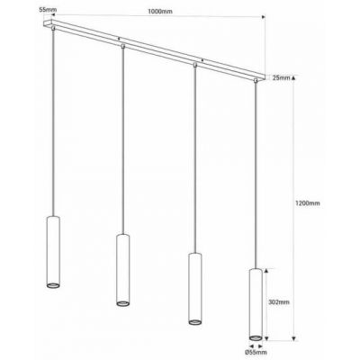 Abruzzo Spoti lampa wisząca 4x20 W czarna ABR-ZLW4T-C