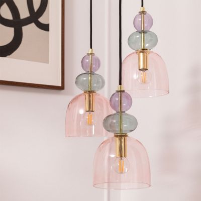 Abruzzo Koloreno lampa wisząca 3x20 W złota-fioletowa ABR-3KOLOK-F