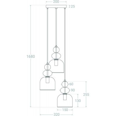 Abruzzo Koloreno lampa wisząca 3x20 W zielona-złota ABR-3KOLOK-Z