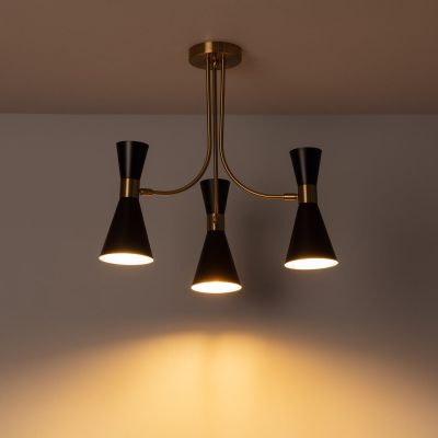 Abruzzo Salvatore lampa podsufitowa 3x20 W czarna-złota ABR-ZZSAL3XE27