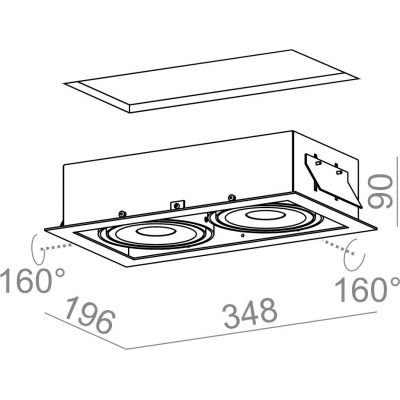 Aqform Squares lampa do zabudowy 2x12W czarna struktura 30113-L930-F1-00-12