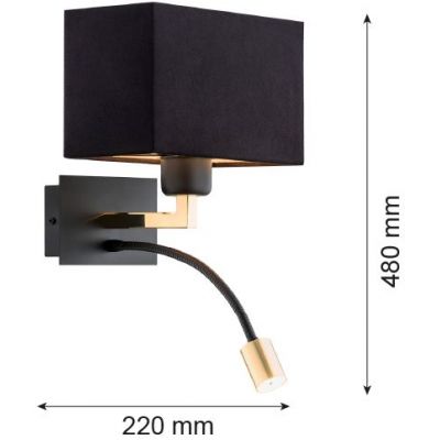 Argon Bill kinkiet 1x15W/1x4,5W czarny/mosiądz szczotkowany/czarny mat 1042