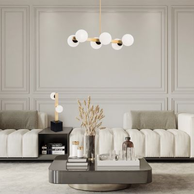 Argon Freemont lampa stołowa 2x6W opal mat/mosiądz szczotkowany/czarny 1044