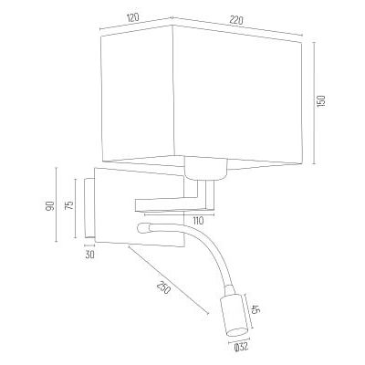 Argon Bill kinkiet 2x15 W biały-czarny 1051