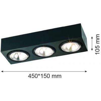 Argon Rodos lampa podsufitowa 3x6W czarny 1119