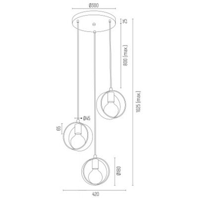 Argon Amadora lampa wisząca 3x15W czarny/mosiądz 1449