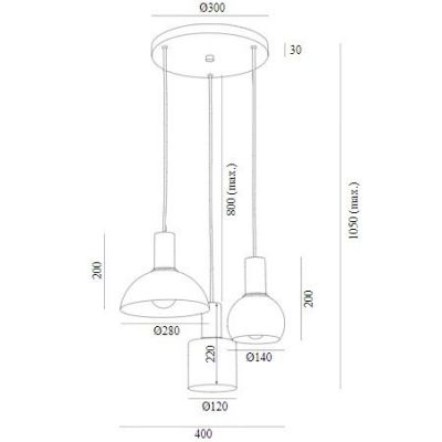 Argon Sines lampa wisząca 3x15 W czarna 1479