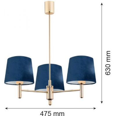 Argon Ponte lampa podsufitowa 3x15W granatowy/ciemny mosiądz 1485