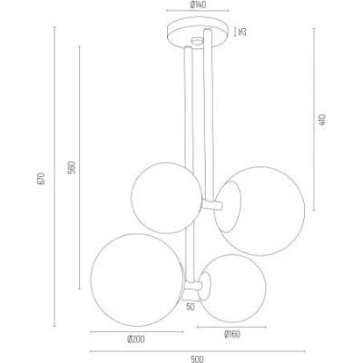 Argon Aspen lampa podsufitowa 4x15W grafit/opal 1645