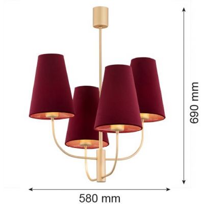 Argon Safiano lampa podsufitowa 4x15W bordowy/złoty 1827
