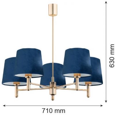 Argon Ponte lampa podsufitowa 5x15W granatowy/ciemny mosiądz 2086