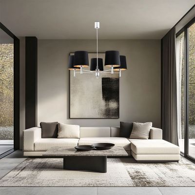 Argon Bolzano Plus lampa podsufitowa 5x15 W czarna-chrom 2104