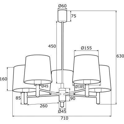 Argon Bolzano lampa podsufitowa 5x15W różowy/chrom 2075