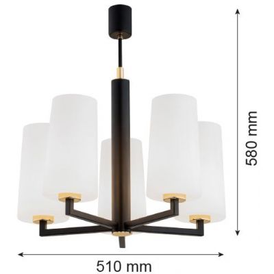 Argon Camelot Plus lampa wisząca 5x15W opal mat/czarny mat/mosiądz 2114