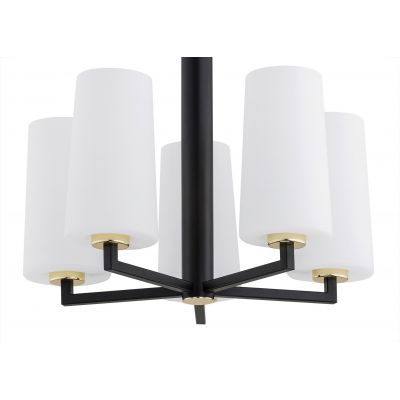 Argon Camelot Plus lampa wisząca 5x15W opal mat/czarny mat/mosiądz 2114